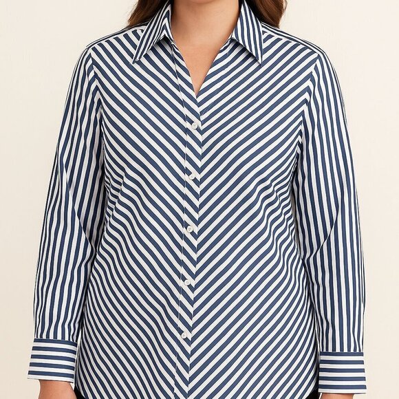 Foxcroft Tops - Foxcroft NYC 16W Non-Iron Stretch Striped Button Down Blouse